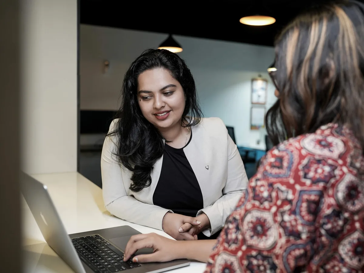 In conversation over a laptop
